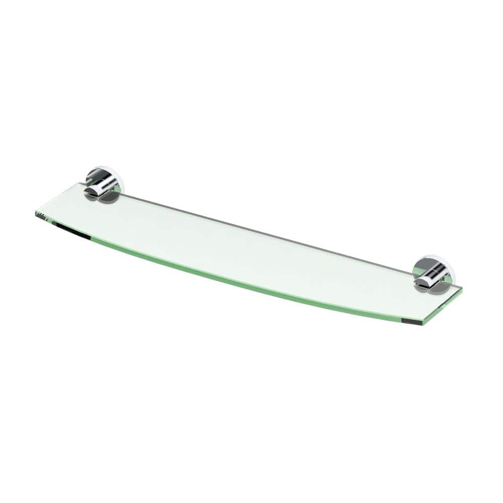 Elegant 20" Curved Glass Shelf in Polished Chrome