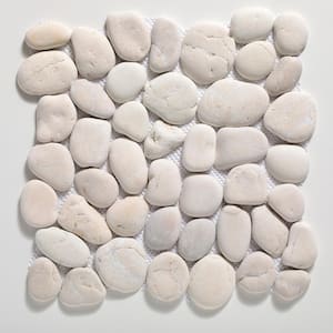 Classic Pebble Tile White 11-1/4 in. x 11-1/4 in. x 12.7 mm Mesh-Mounted Mosaic Tile (9.61sq. ft. / case)