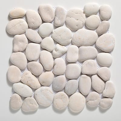 Classic Pebble Tile White 11-1/2 in. x 11-1/2 in. x 12.7 mm Mesh-Mounted Mosaic Tile (10.12 sq. ft. / case)