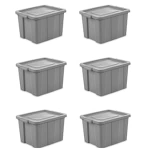 Tuff1 18 Gal. Plastic Storage Tote Container Bin with Lid (6-Pack)