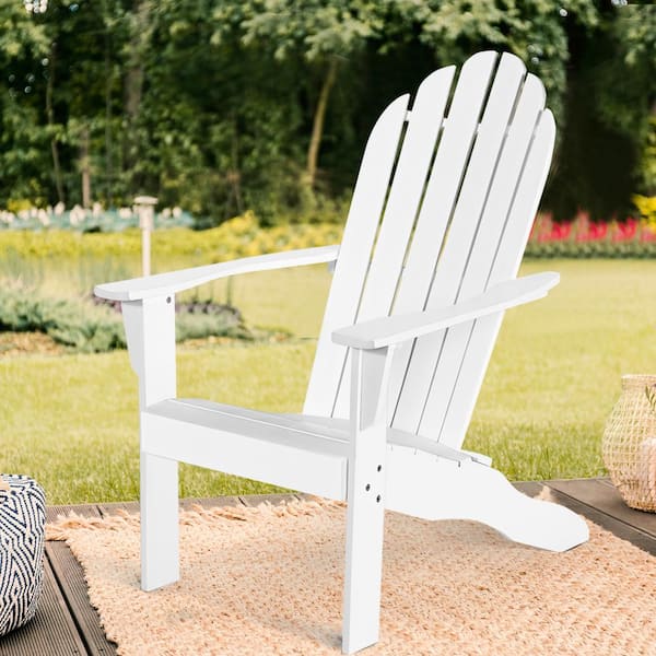 Solid Acacia Wood Adirondack Chair Outdoor Louge Chair in White