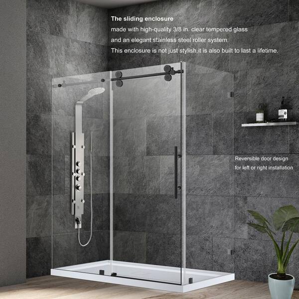 Villena 68 W x 78 H Single Sliding Frameless Glass Shower