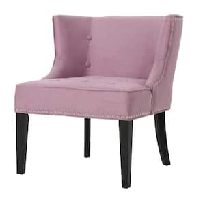 Adelina Buttoned Light Lavender Fabric Occasional Chair with Stud Accents