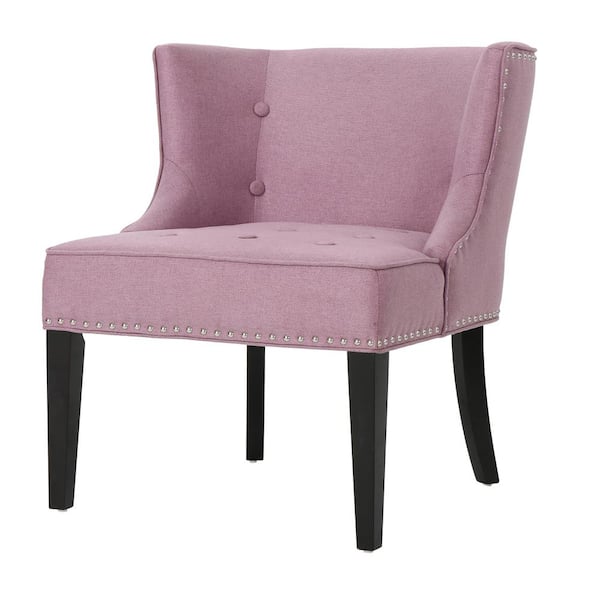 Noble House Adelina Buttoned Light Lavender Fabric Occasional Chair with Stud Accents