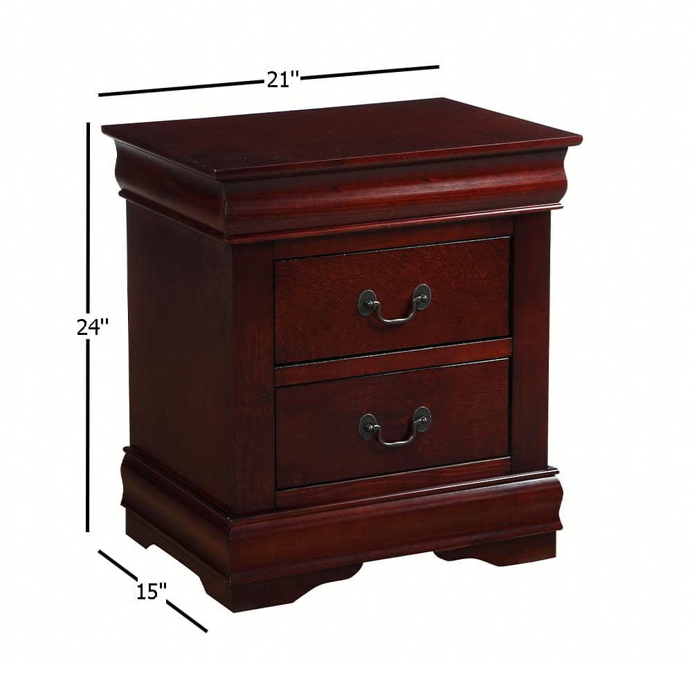 Elegant Cherry Wood Nightstand with Brush Nickel Accents