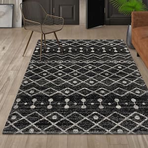 Aksil Moroccan Beni Souk Black/Cream 3 ft. x 5 ft. Area Rug