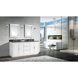 Austen 73 in. W x 22 in. D Bath Vanity in White with Silver Trim with Quartz Vanity Top in Gray with White Basins