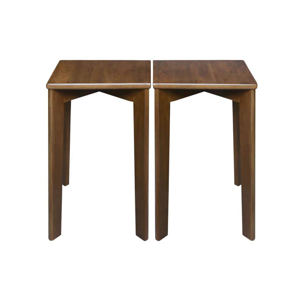 Walnut American Hardwood Stackable Square Stool Set