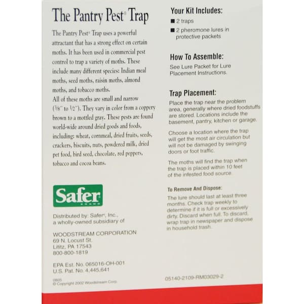 Safer Brand 05140 Pantry Moth Pest Trap and Killer for Grain, Flour, Meal  and Seed Moths - 2 Traps