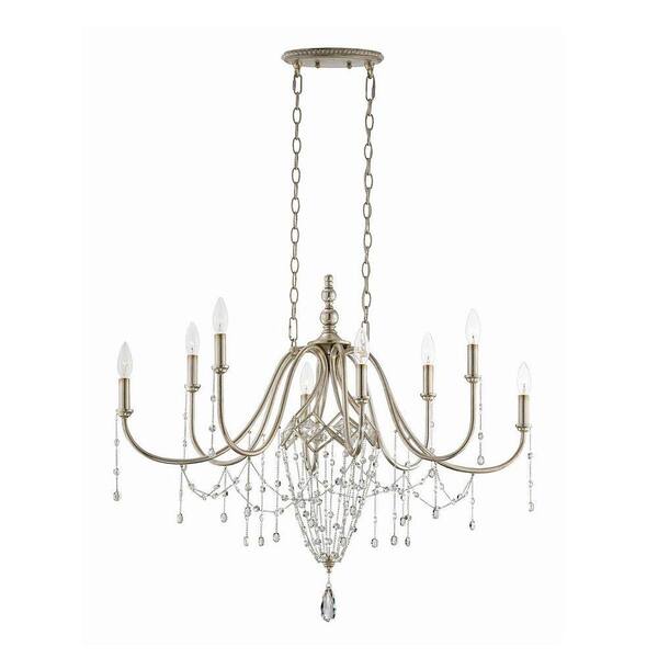 Unbranded Collana 8-Light Silver Leaf Oval Chandelier