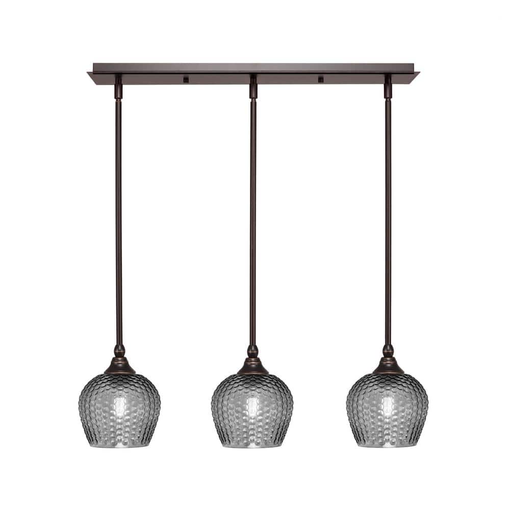 Livingston 100-Watt 3-Light Dark Granite Shaded Pendant Light with 6 in. Sm