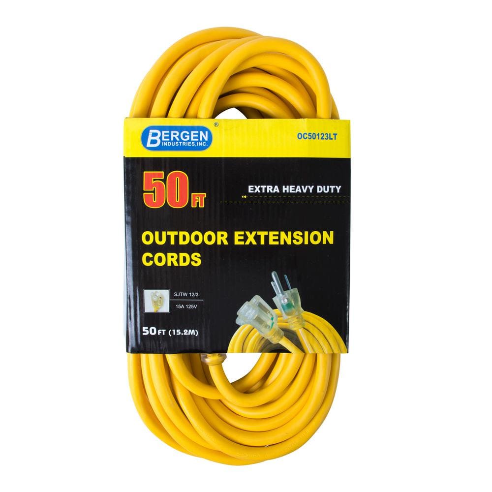 50 ft. 12/3 SJTW 15 Amp/125-Volt Outdoor Single Receptacle Extension Cord, Yellow price history on PriceWatchPro