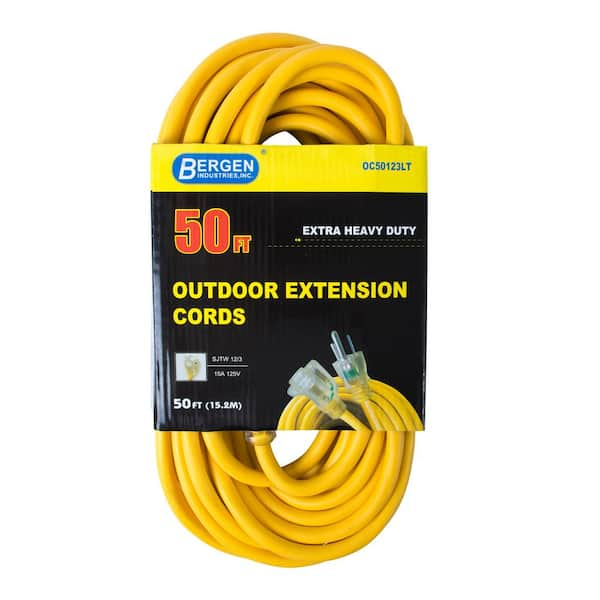 SJTW POWERBLOCK 14/3 Gauge 100 ft Extension Cord W/ Lighted End, UL/ETL  Listed