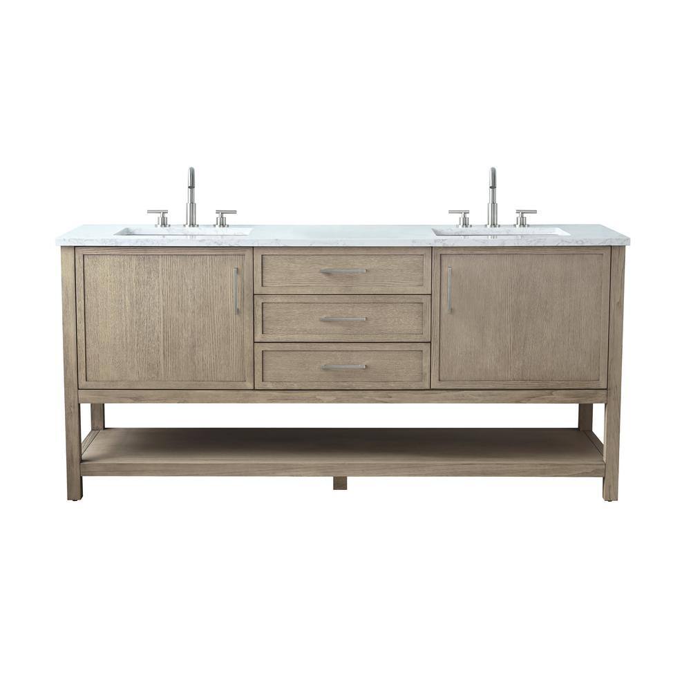 Oliver 72 in W x 22 in D x 34 in H Bath Vanity in Vintage Gray with Engineered Stone Top in Arabescato with White Sinks price history on PriceWatchPro