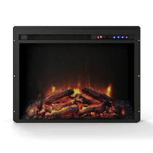 23 in. x 18 in. Electric Fireplace Insert with Mesh Front with Remote, Black