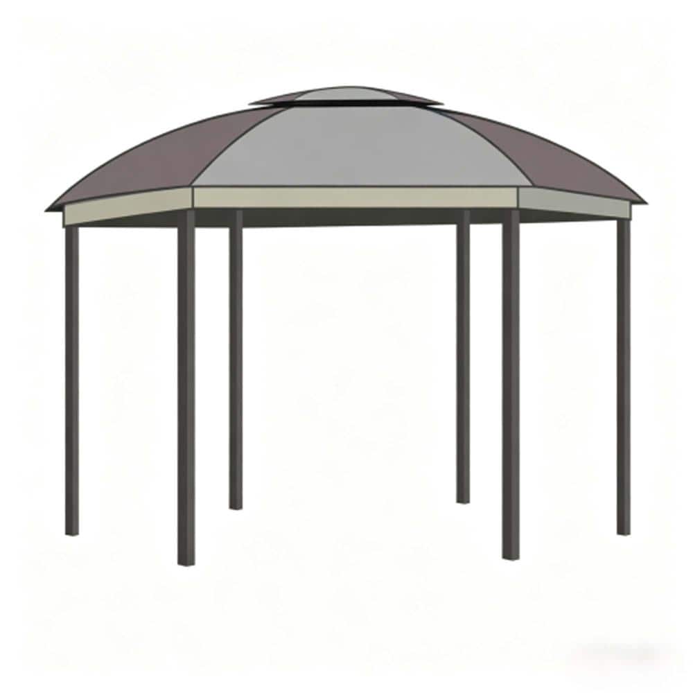 12 ft. Round Outdoor Gazebo, Brown Canopy Shelter with Curtains price history on PriceWatchPro