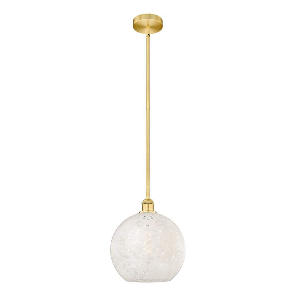 White Mouchette 100-Watt 1-Light Satin Gold Shaded Mini Pendant Light with Painted Glass Shade price history on PriceWatchPro