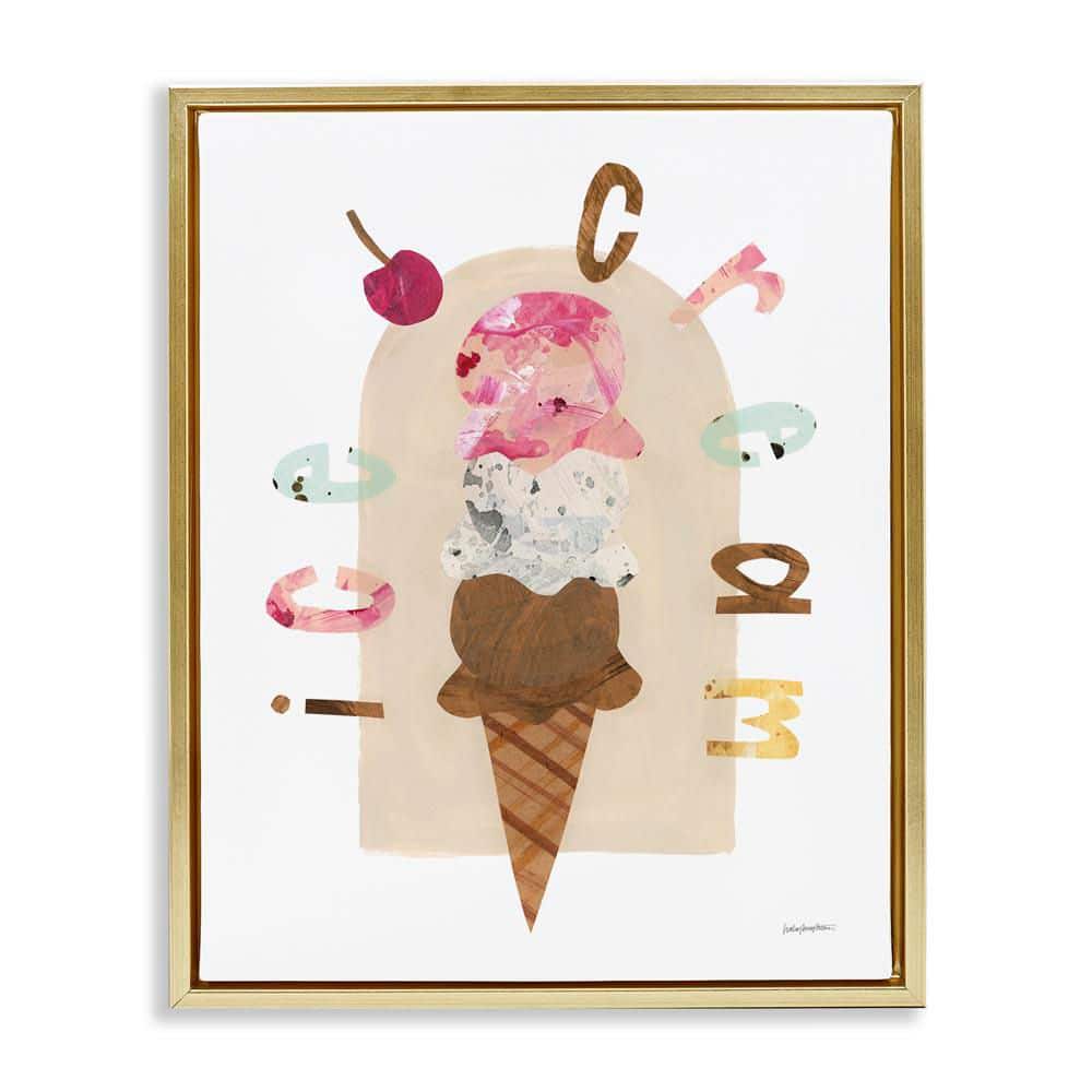 Ice Cream Whimsy by Haley Knighten Gold Floater Frame Food Graphic Art Print 21 in. x 17 in. price history on PriceWatchPro