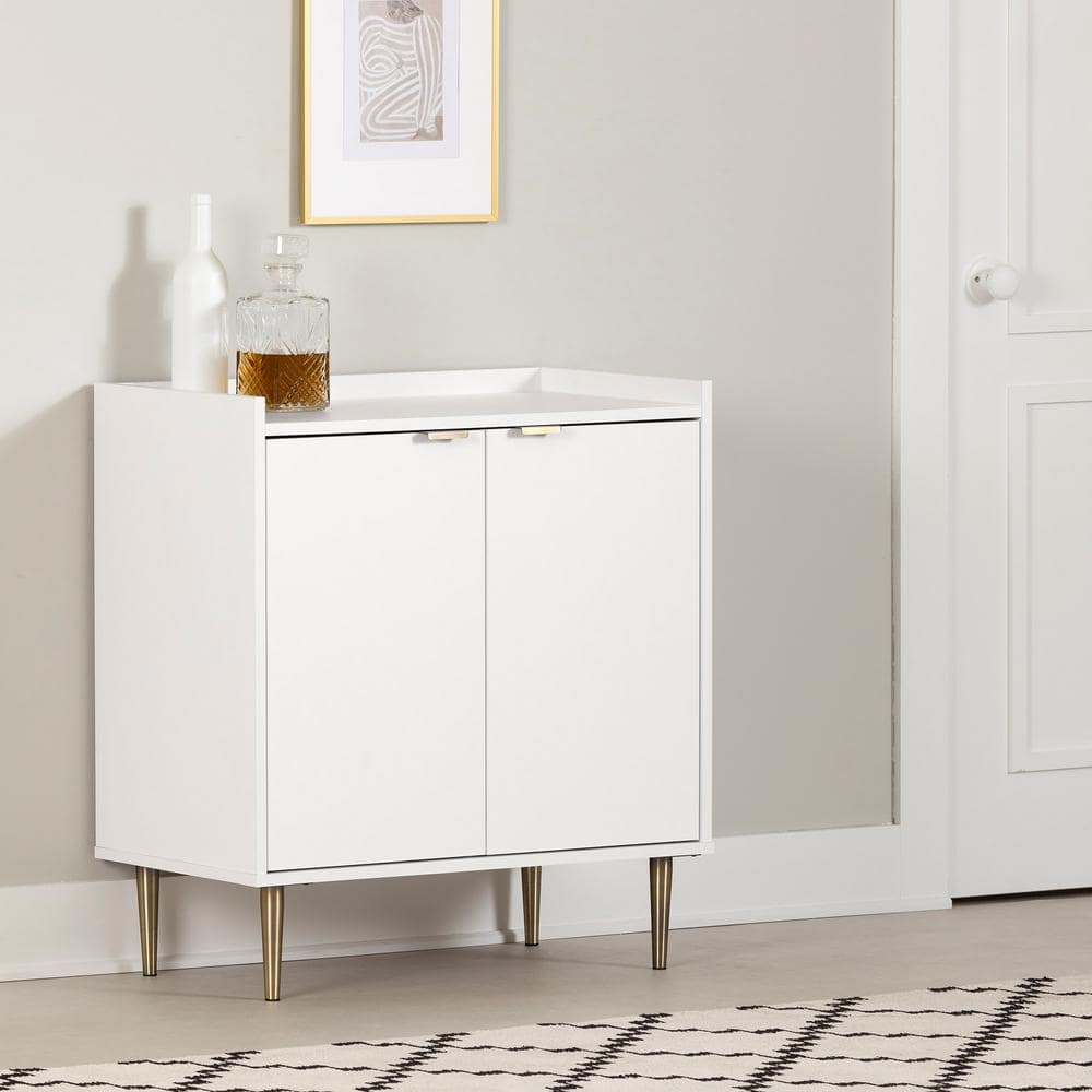 Pure White Laminate Mid-Century Modern Accent Cabinet