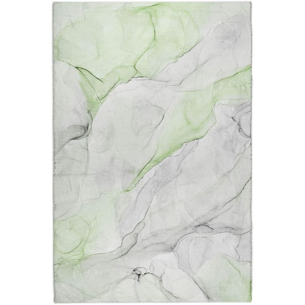 Dream Shag Premium Machine Washable Abstract ADS515 Green 9 ft. x 12 ft. Area Rug