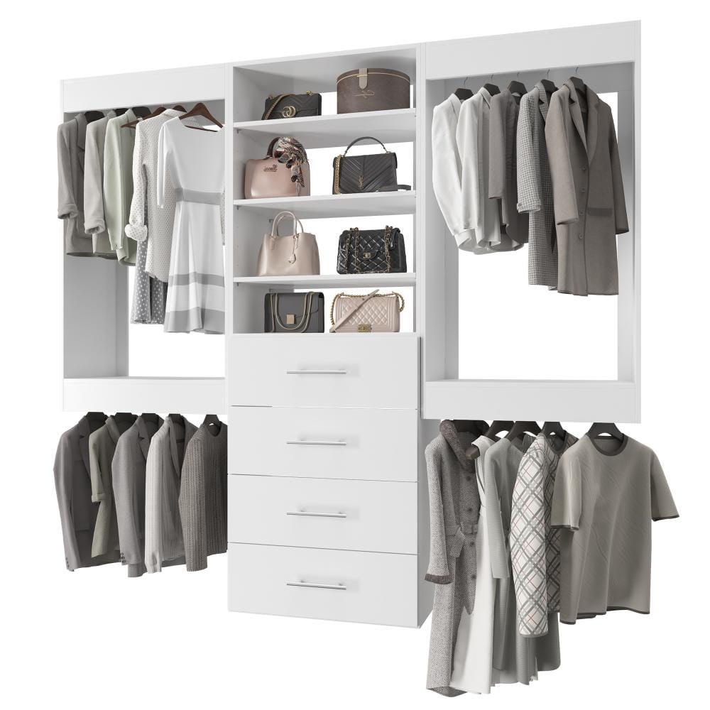 Luxeyard 66 in W White Modular Closet System Wood Closet Organizer ...