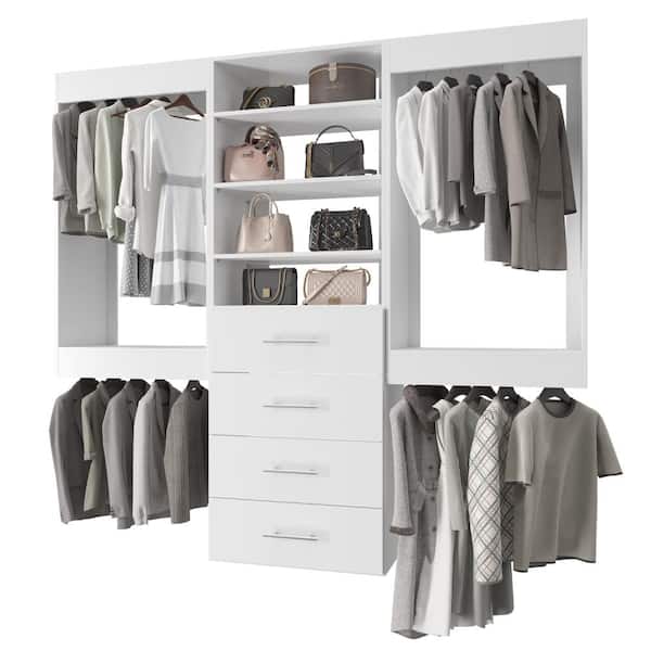 Luxeyard 66 in W White Modular Closet System Wood Closet Organizer