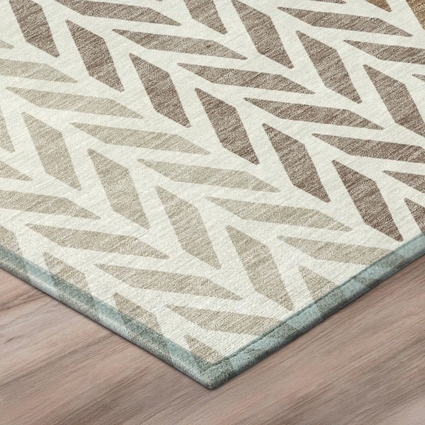 Chantille Machine Washable Indoor/Outdoor Abstract ACN3041 Ivory 9 ft. x 12 ft. Area Rug