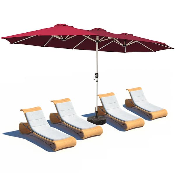 JEAREY 181 in. x 102 in. Dodecagon Double-Sided Patio Market Umbrella in Red