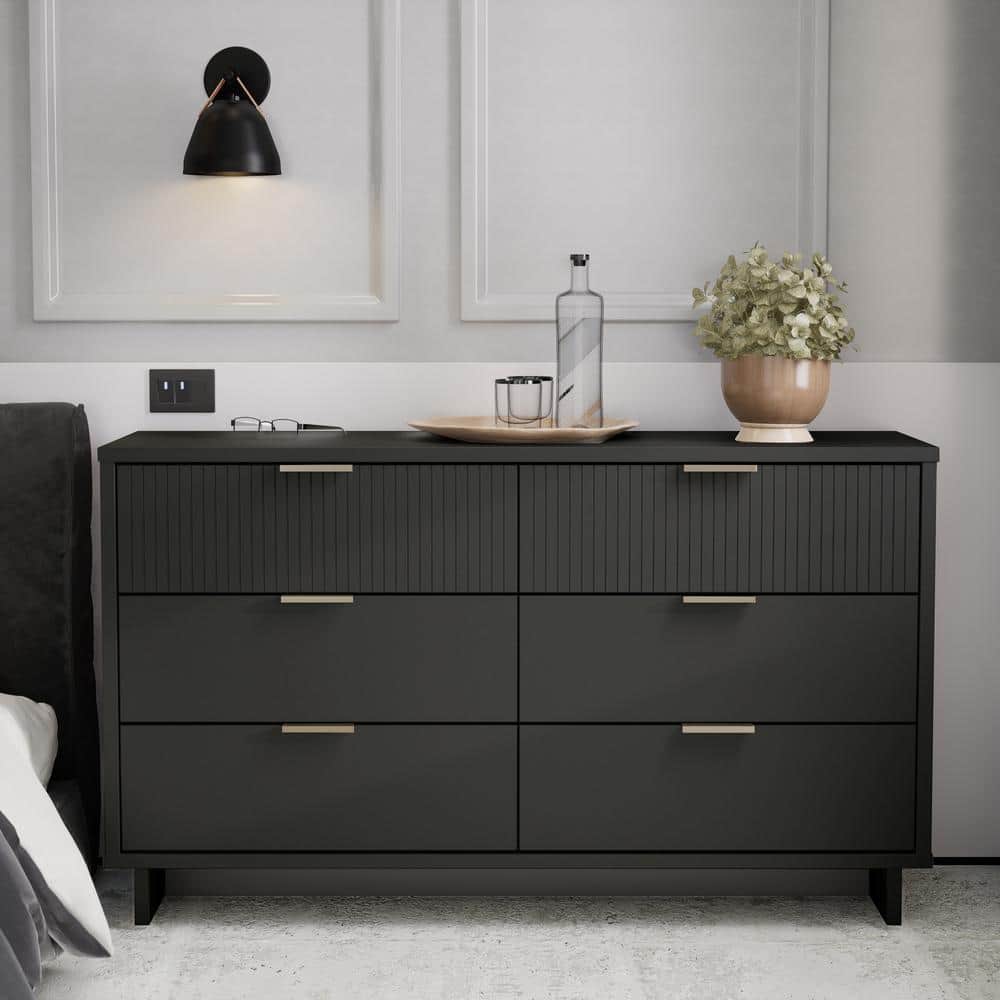 Manhattan Comfort Granville Double Wide Dresser Dark Grey
