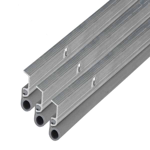 1 in. x 84 in. Silver Screw-On Top and Sides Door Weatherstripping Kit