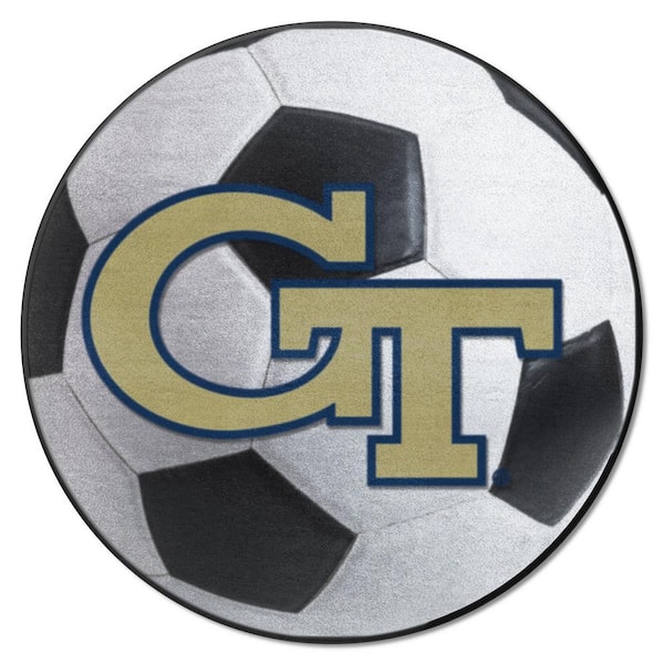 FANMATS Georgia Tech Yellow Jackets White 2 ft. Round Soccer Ball Accent Rug