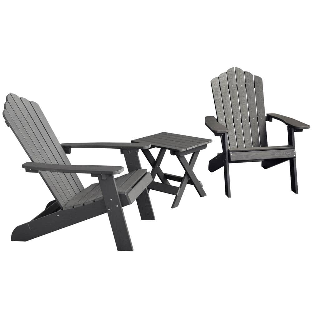HOOOWOOO Lanier Classic Outdoor Charcoal Gray Plastic Adirondack Chair