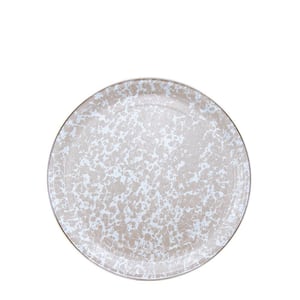 15.5 in. Taupe Swirl Enamelware Round Serving Tray