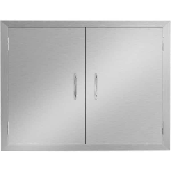 SEEUTEK 31 in. W x 24 in. H Double Outdoor Kitchen Access Door for BBQ Island Stainless Steel Grill Door