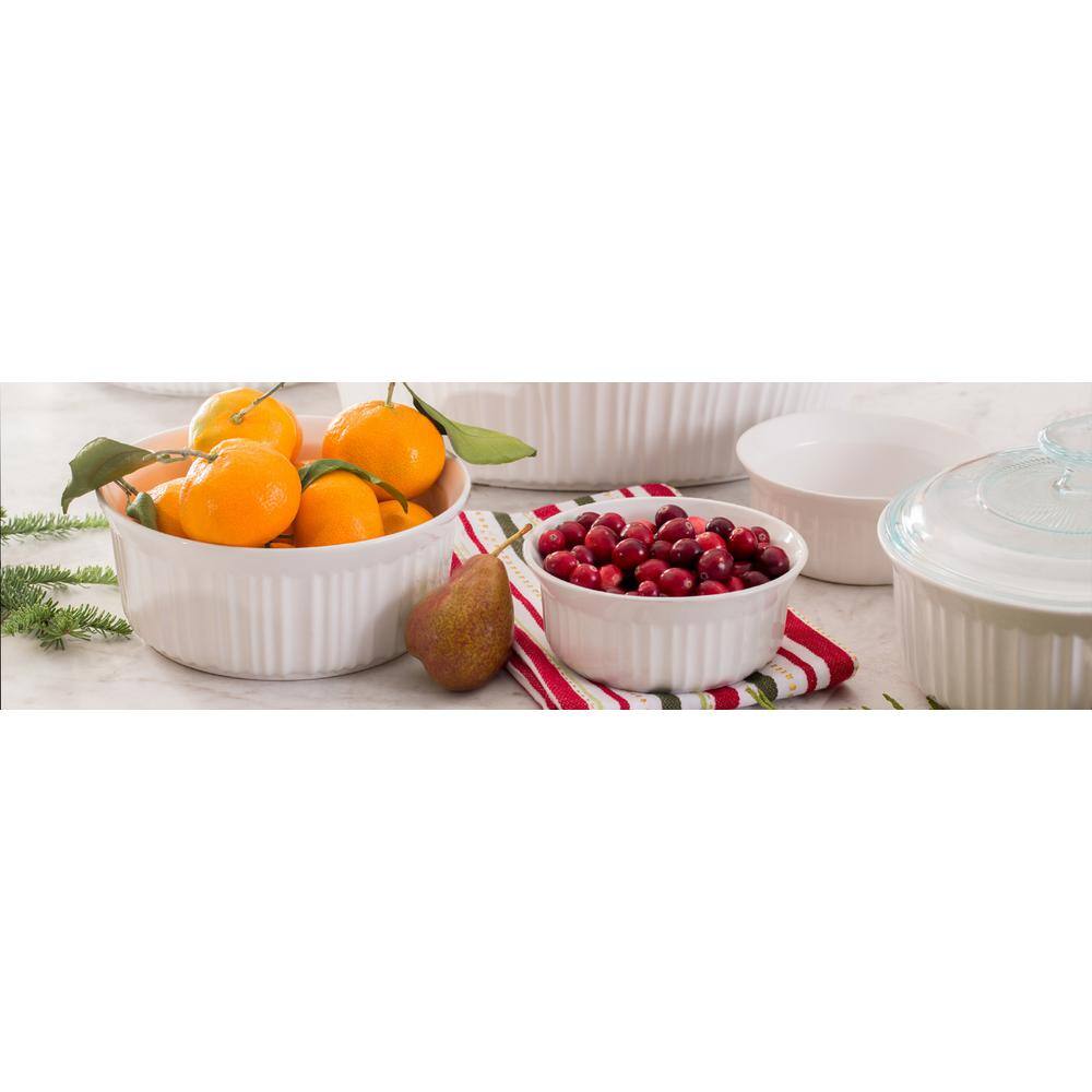 White Stoneware 6-Piece Bakeware Set with Glass and Plastic Lids