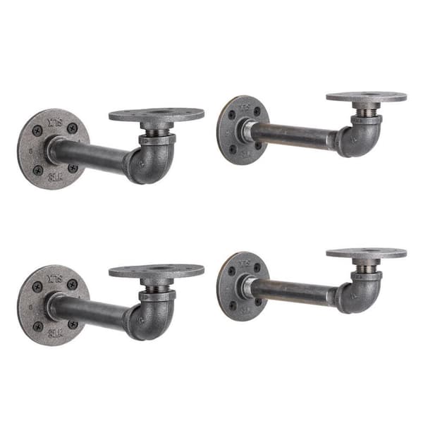 PIPE DECOR 1/2 in. Black Pipe 7.75 in D x 2.5 in. H Wall Mounted ...