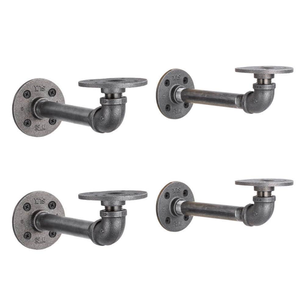 1/2 in. Black Pipe 7.75 in D x 2.5 in. H Wall Mounted Double Flange Shelf Bracket Kit (4-Pack) price history on PriceWatchPro
