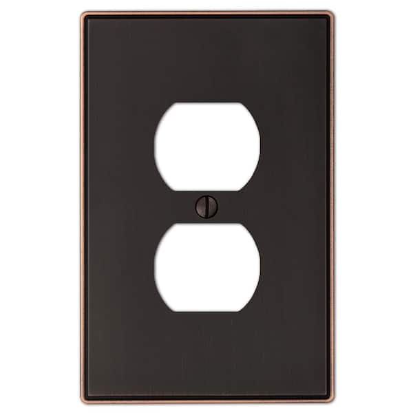 Hampton Bay Ansley Aged Bronze 1-Gang Duplex Outlet Metal Wall Plate (4-Pack)