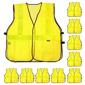 Yellow, Lattice Reflective Safety Vest, Hook and Loop Closer, Large, 10 Pcs