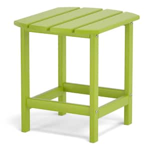 14.6 in. W Lemon Green Rectangle Adirondack Outdoor Weather Resistant HDPE Plastic End Table for Patio (1-Piece)