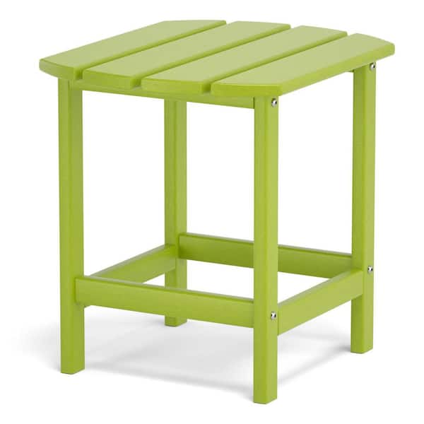 Huluwat 14.6 in. W Lemon Green Rectangle Adirondack Outdoor Weather Resistant HDPE Plastic End Table for Patio (1-Piece)