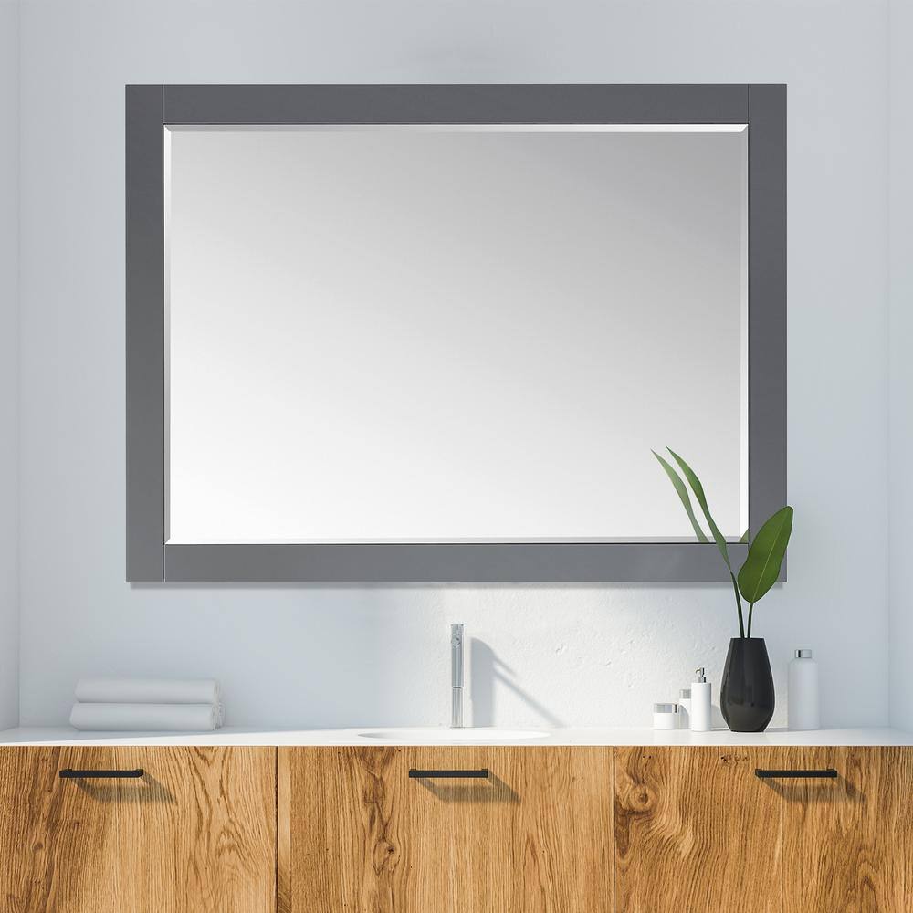 Elegant Ivy 48" Gray Wood Framed Rectangular Bathroom Mirror