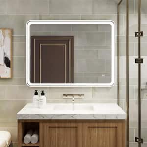 48 in. x 36 in. Rectangular Aluminum Framed Wall Mount Front LED Light Bathroom Vanity Mirror in White