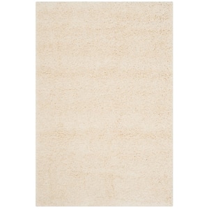 California Shag Ivory 4 ft. x 6 ft. Solid Area Rug