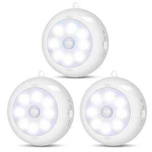 3.3 in. Night Light Dimmable White Motion Sensor Light Indoor Standard LED Flush Mount for Wall, Step, Stair (3-Pack)