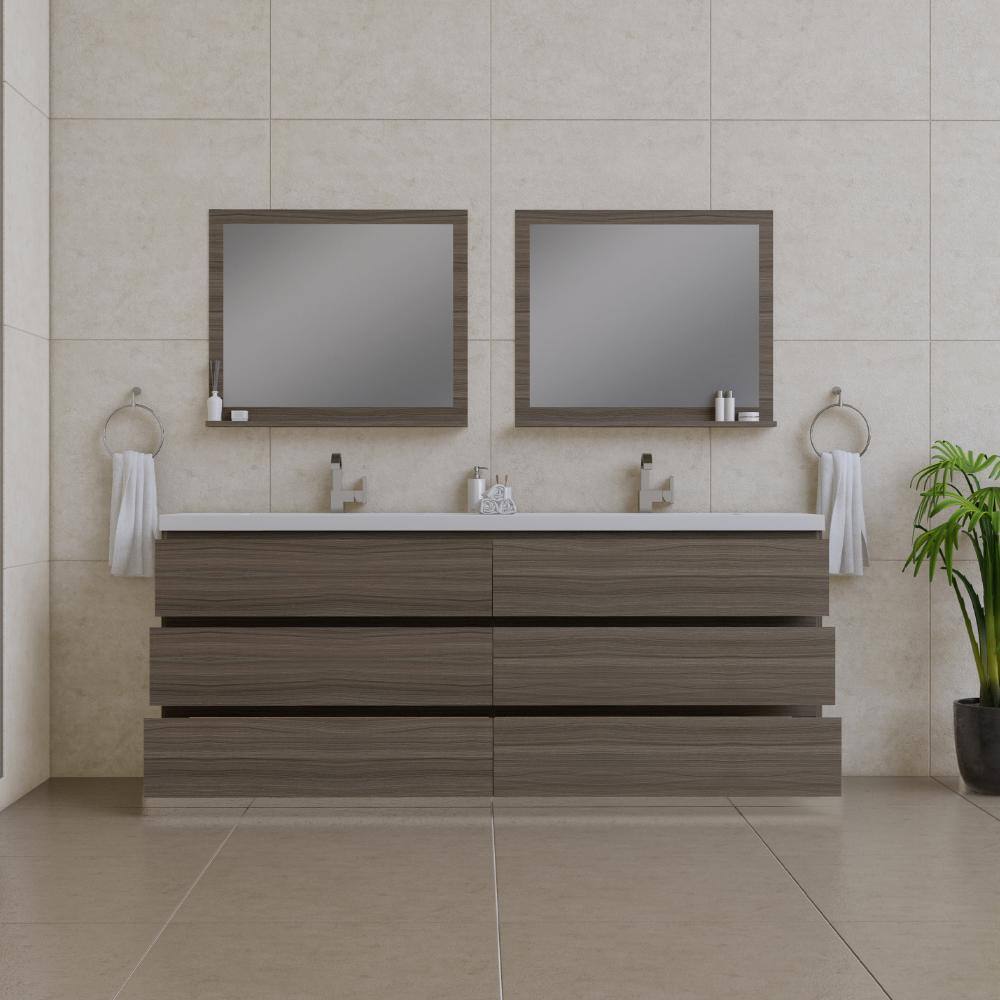 Paterno 84" Gray MDF Freestanding Double Bathroom Vanity