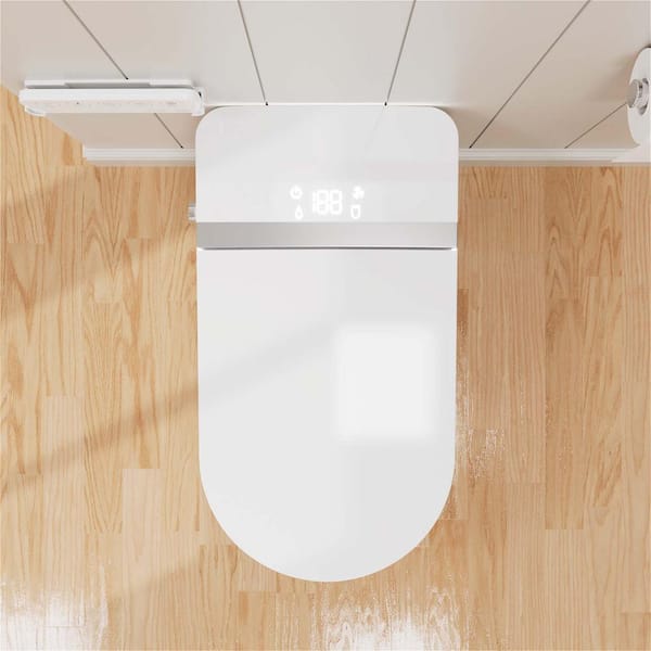 Smart Toilet Bidet 1.32 GPF Round with Auto Flush,Voice control,Heated Seat,Colorful ambient light Included in White