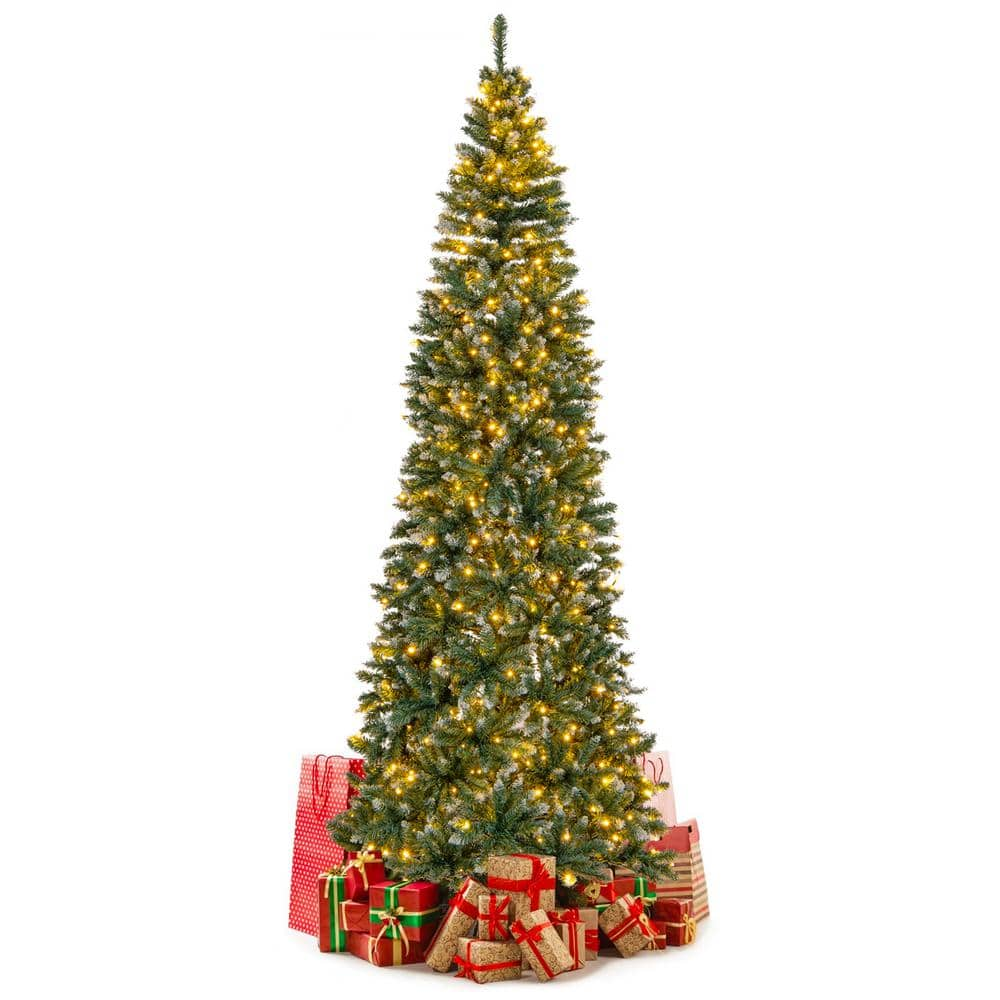 ANGELES HOME 9 ft. Green PreLit Artificial Christmas Tree with 1298