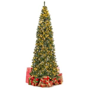 9 ft. Green Pre-Lit Artificial Christmas Tree with 1298 Snowy Branch Tips