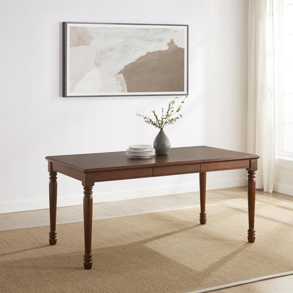 Dark Cherry Extendable Wood Dining Table for Six